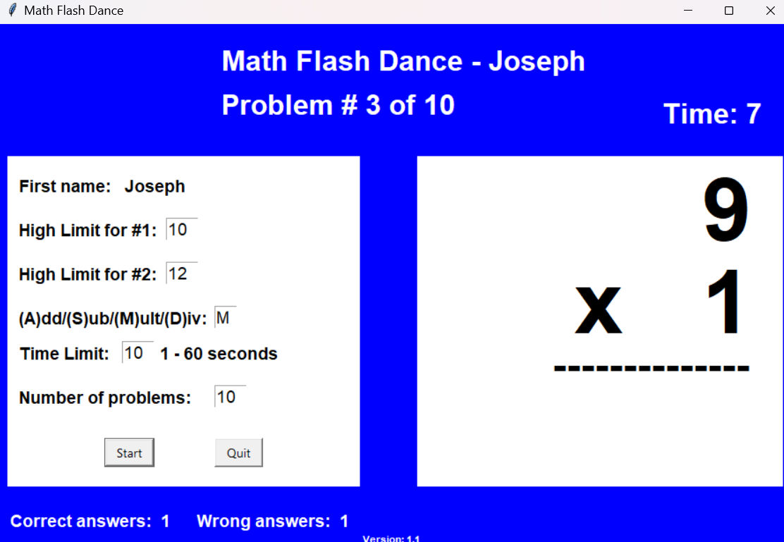 Screenshot of the Math Dance Challenge game